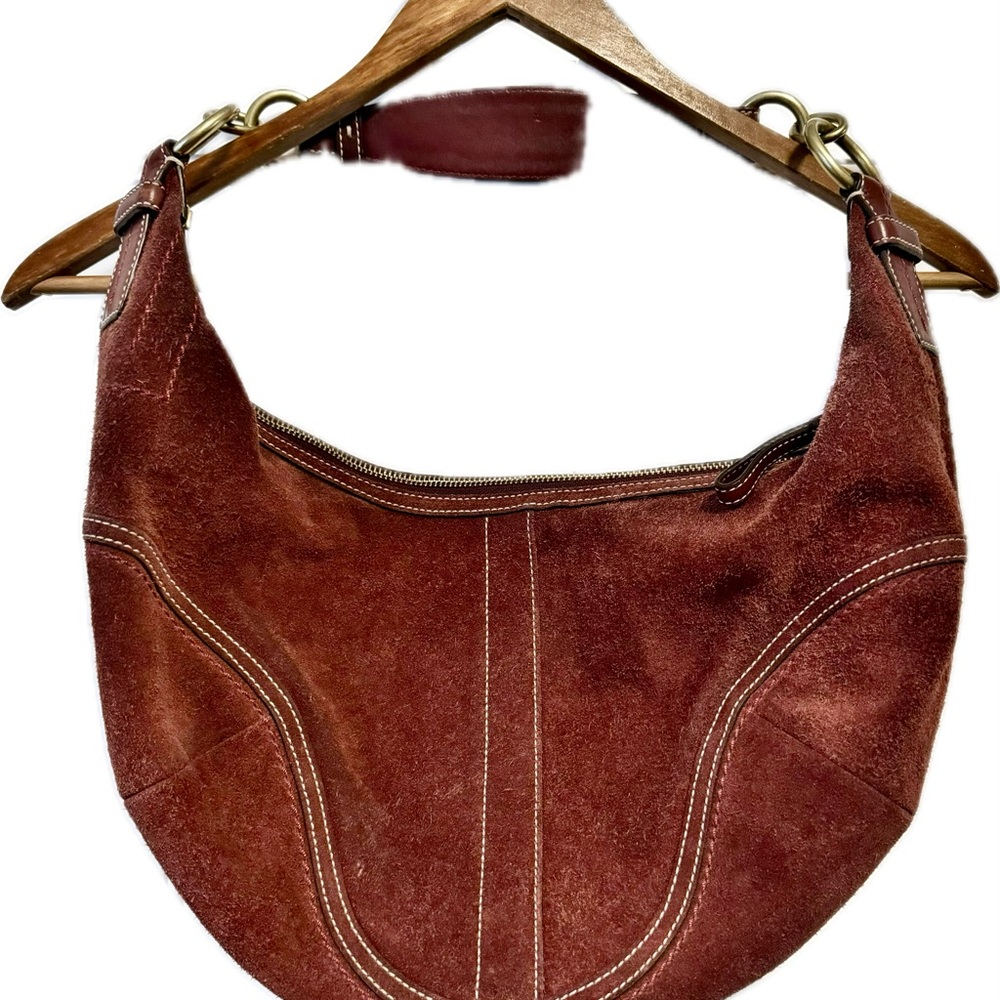 Coach Suede Hobo Bag in Rich Burgundy